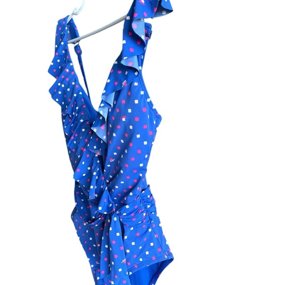 Lilly Pulitzer Delphie Borealis Blue Lilly Squared One Piece Swimsuit - Picture 11 of 15